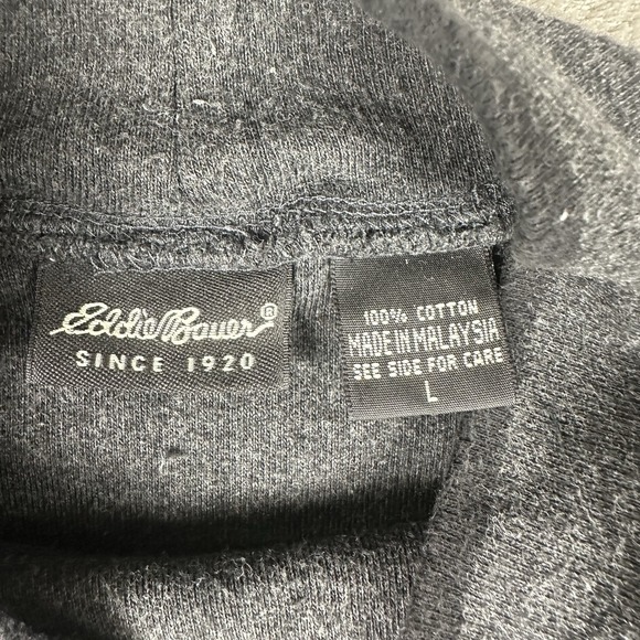 Eddie Bauer VTG Mock Neck Long Sleeve Shirt L Gray 100% Cotton Casual Minimalist - Picture 3 of 13